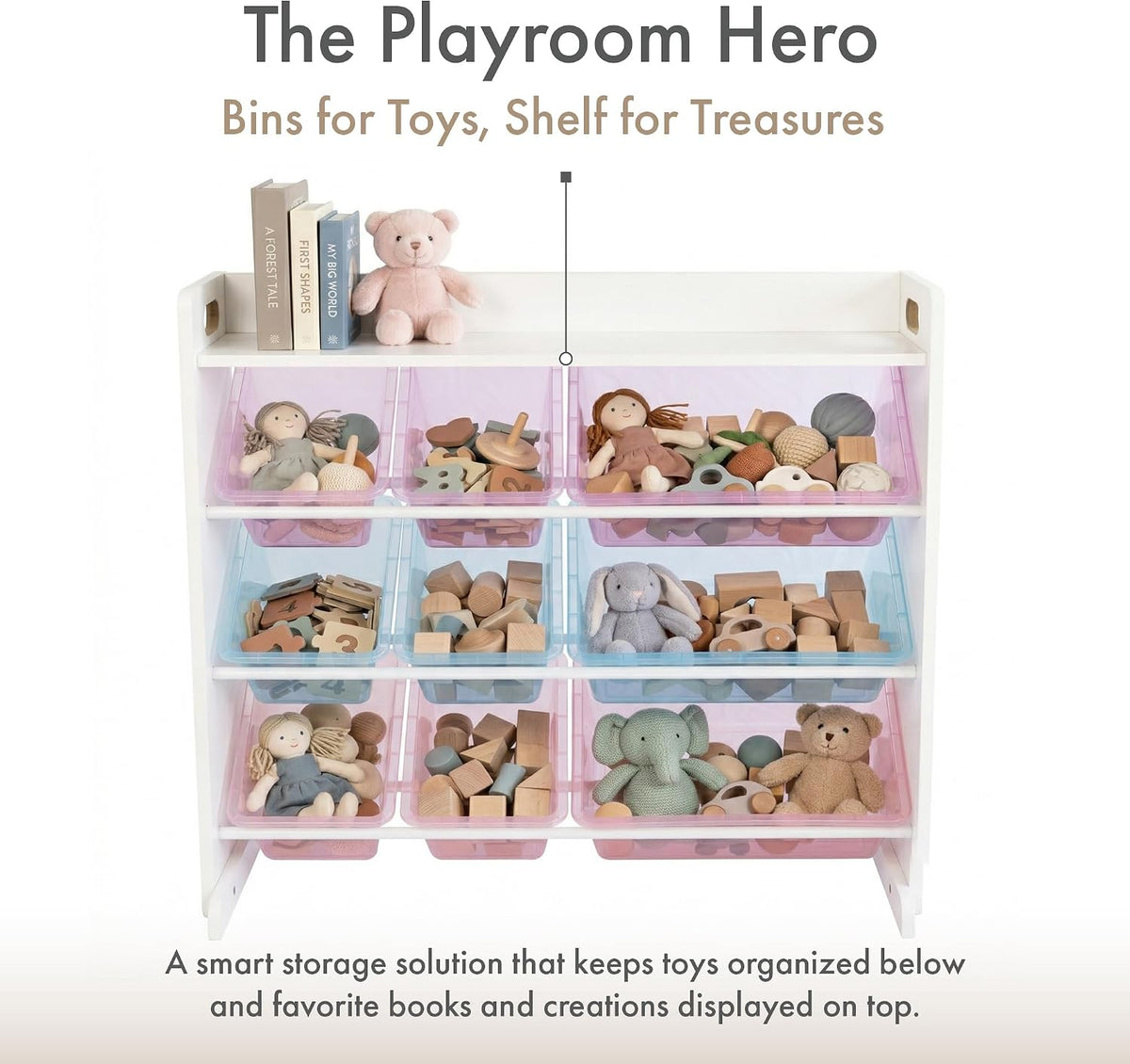 Kids Toy Organizer with Display Shelf, 9 Bins, 3 Tier Storage