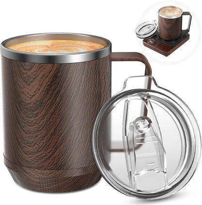 Felibeaco 16oz Heated Coffee Mug with Flat Bottom for Rapid Heating, Stainless Steel Heated Coffee Cup Suitable for Different Coffee Mug Warmer/Heaters, Heated Mug/Cup for Home and Office Desk,White