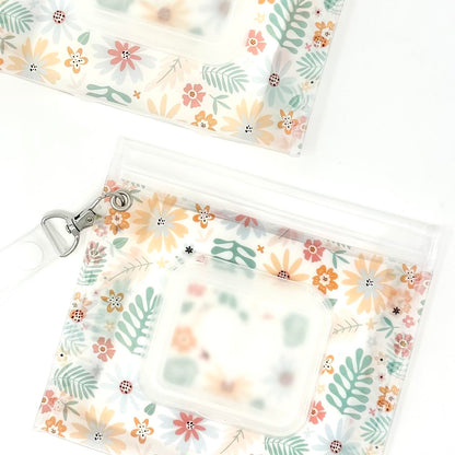 Portable & Refillable Wet Wipe Pouch - Reusable Baby Wipes Holder & Container, Mini Floral Love, 2pcs
