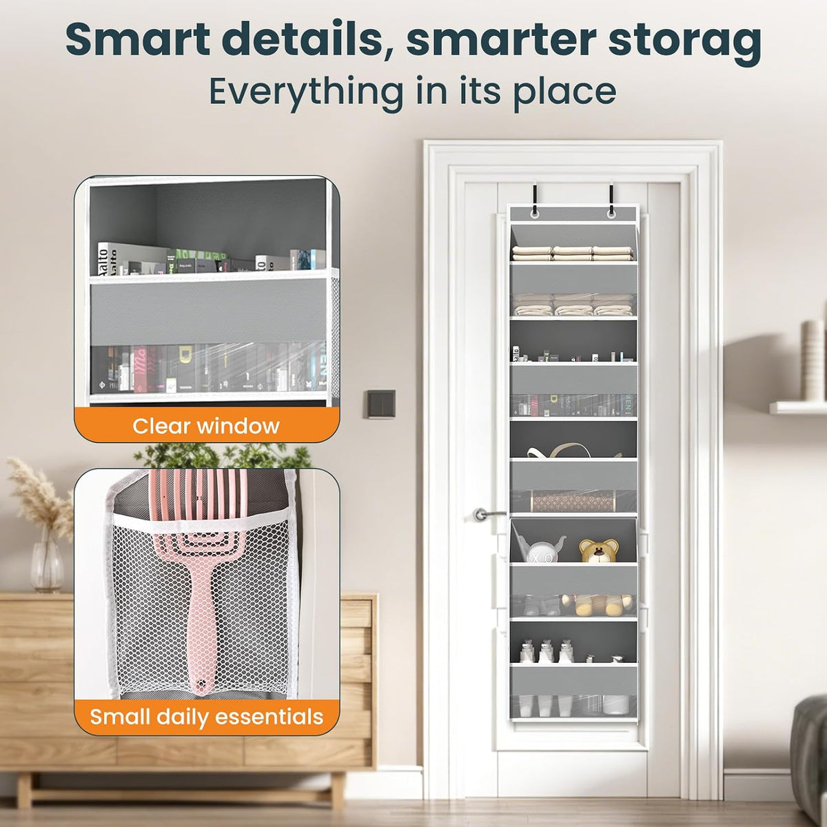 Over Door Organizer for Bedroom, Bathroom, Nursery, Dorm