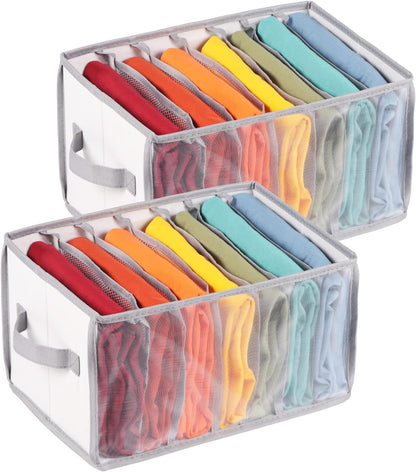 Extra Large Jeans Drawer Organizers for Clothing, 7 Grids, 2 Pack