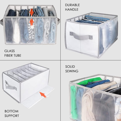 Extra Large Jeans Drawer Organizers for Clothing, 7 Grids, 2 Pack