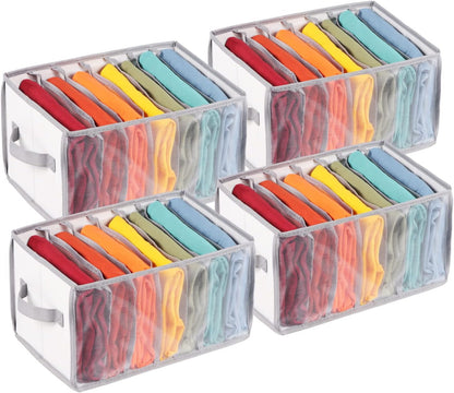 Extra Large Jeans Drawer Organizers for Clothing, 7 Grids, 2 Pack