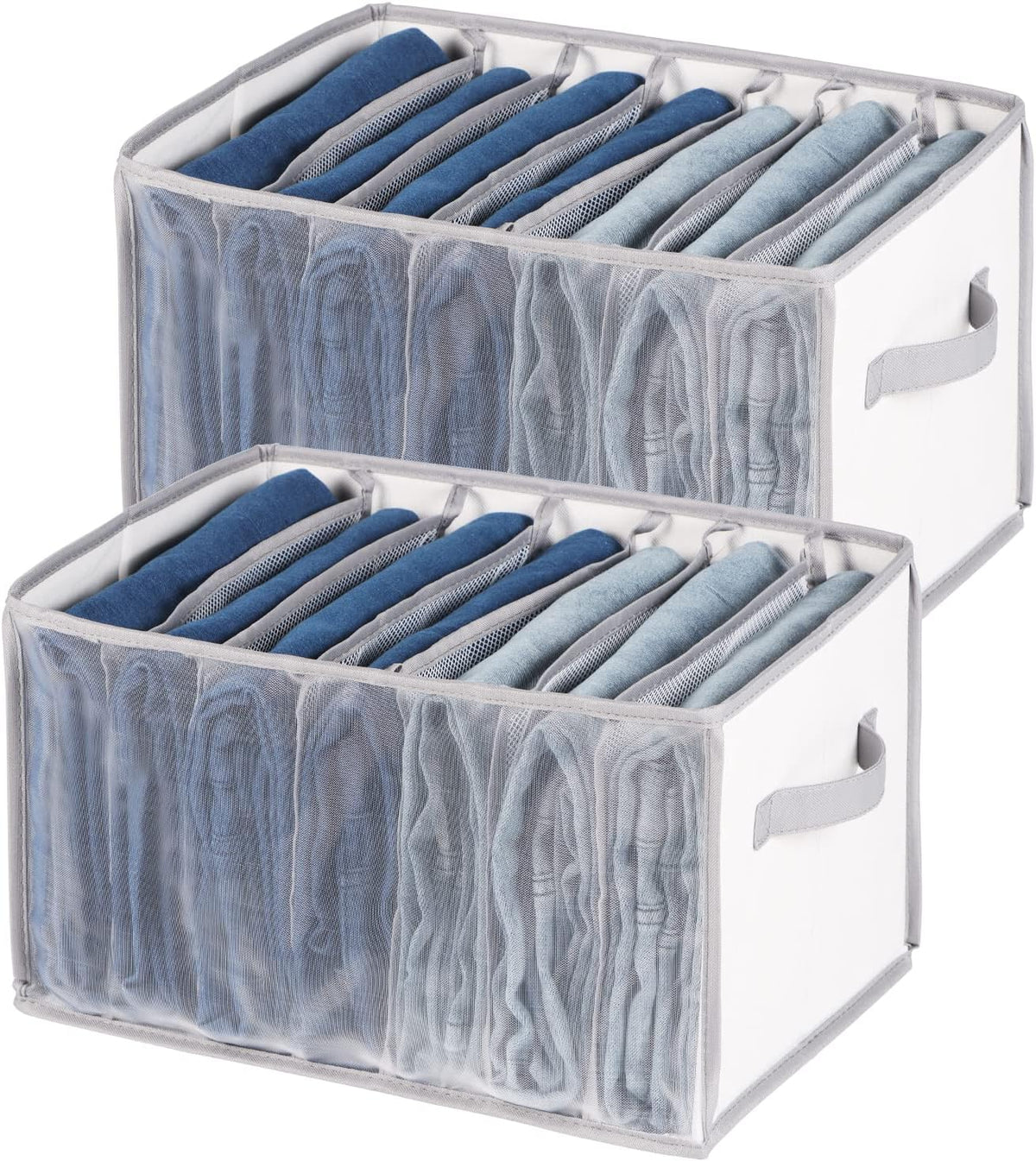 Extra Large Jeans Drawer Organizers for Clothing, 7 Grids, 2 Pack