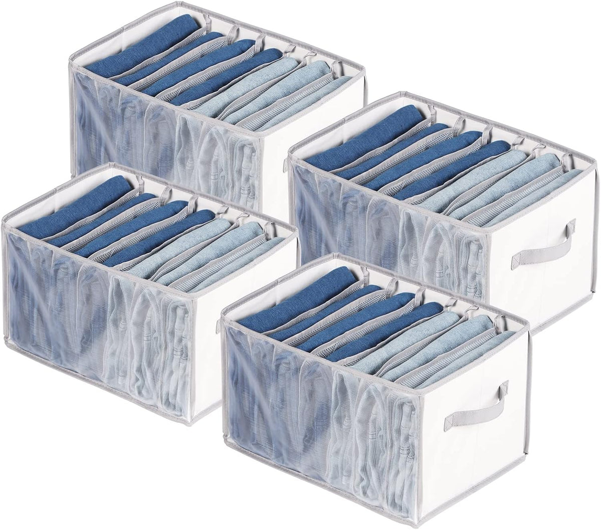 Extra Large Jeans Drawer Organizers for Clothing, 7 Grids, 2 Pack