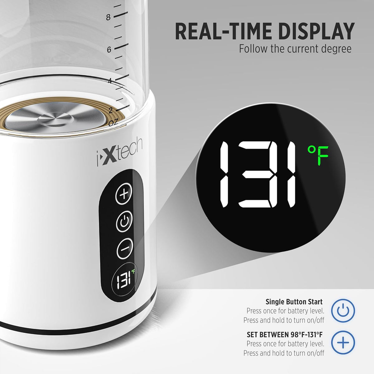 Portable Water Warmer for Travel, Instant Breastmilk, Baby Formula, Water, Portable Bottle Warmer, 10., Ounces with Adjustable Temperature Control, Rechargeable and Wireless.