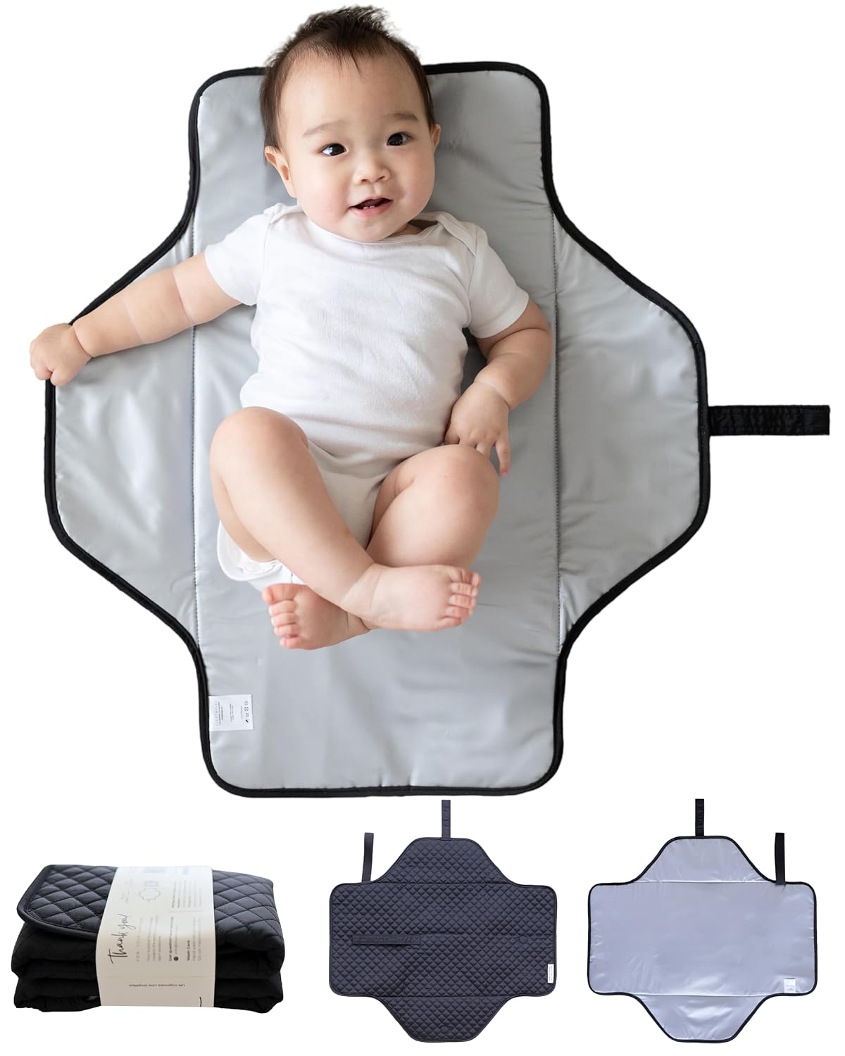 Diaper Changing Pad Portable, Baby Changing Mat with Magnetic Latches, Travel Pad for Diaper Bag, Baby Essentials, Wipeable & Waterproof Mat (Soft Sand, Regular)