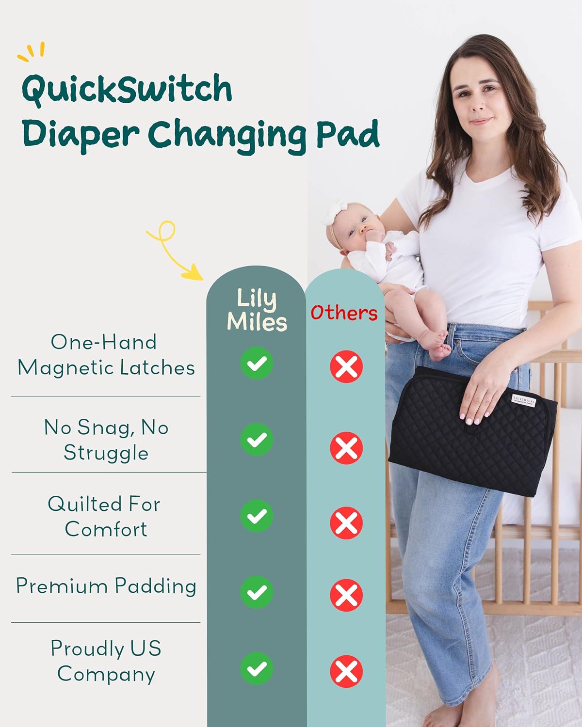 Diaper Changing Pad Portable, Baby Changing Mat with Magnetic Latches, Travel Pad for Diaper Bag, Baby Essentials, Wipeable & Waterproof Mat (Soft Sand, Regular)