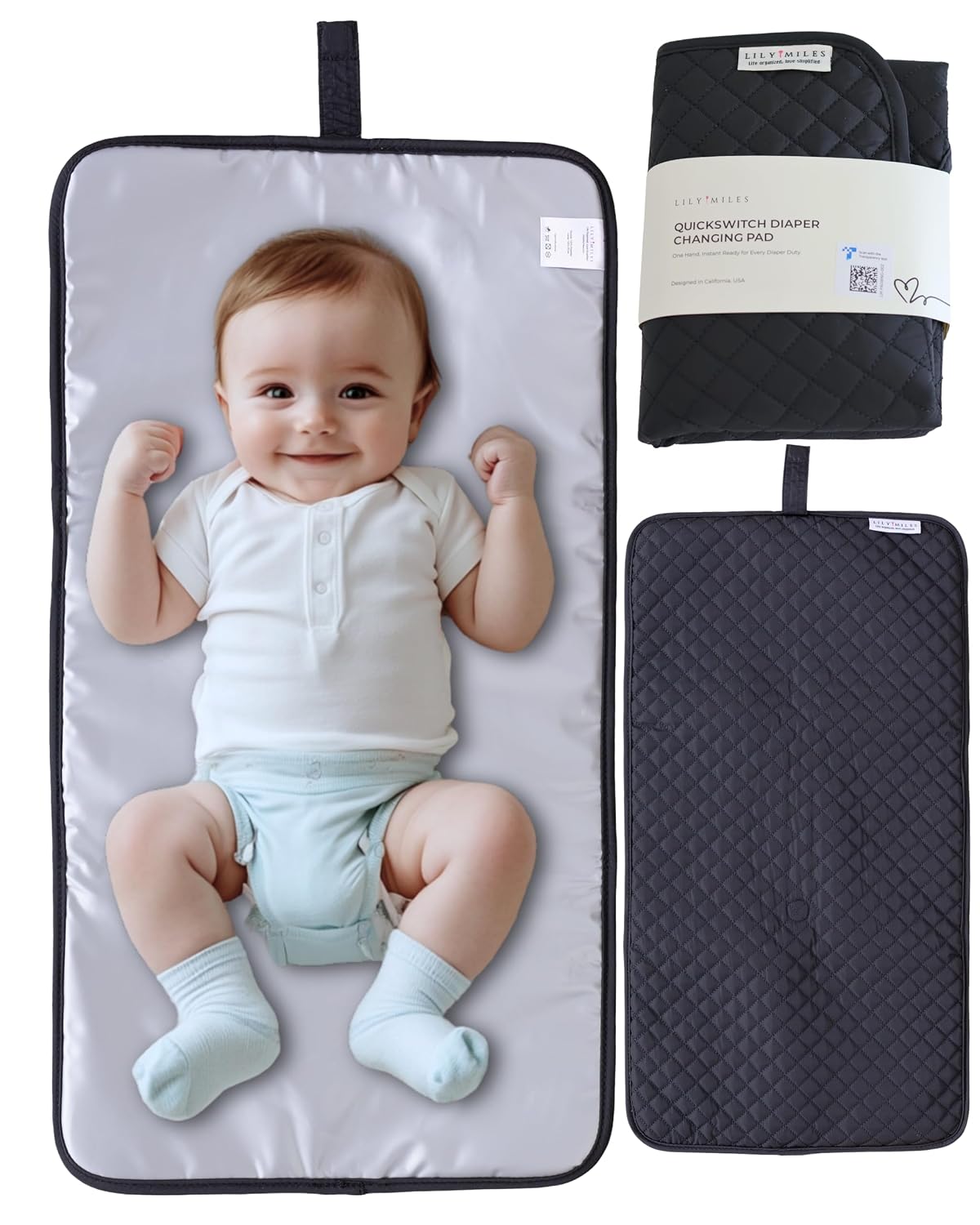 Diaper Changing Pad Portable, Baby Changing Mat with Magnetic Latches, Travel Pad for Diaper Bag, Baby Essentials, Wipeable & Waterproof Mat (Soft Sand, Regular)