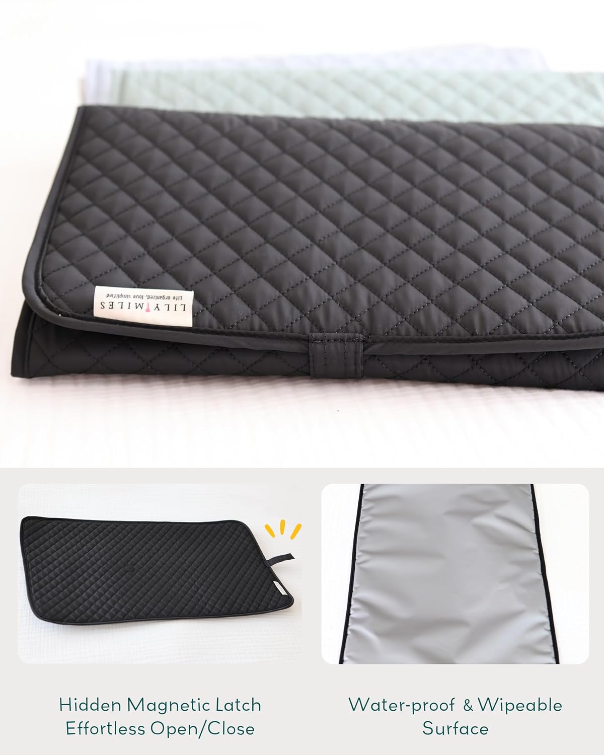 Diaper Changing Pad Portable, Baby Changing Mat with Magnetic Latches, Travel Pad for Diaper Bag, Baby Essentials, Wipeable & Waterproof Mat (Soft Sand, Regular)
