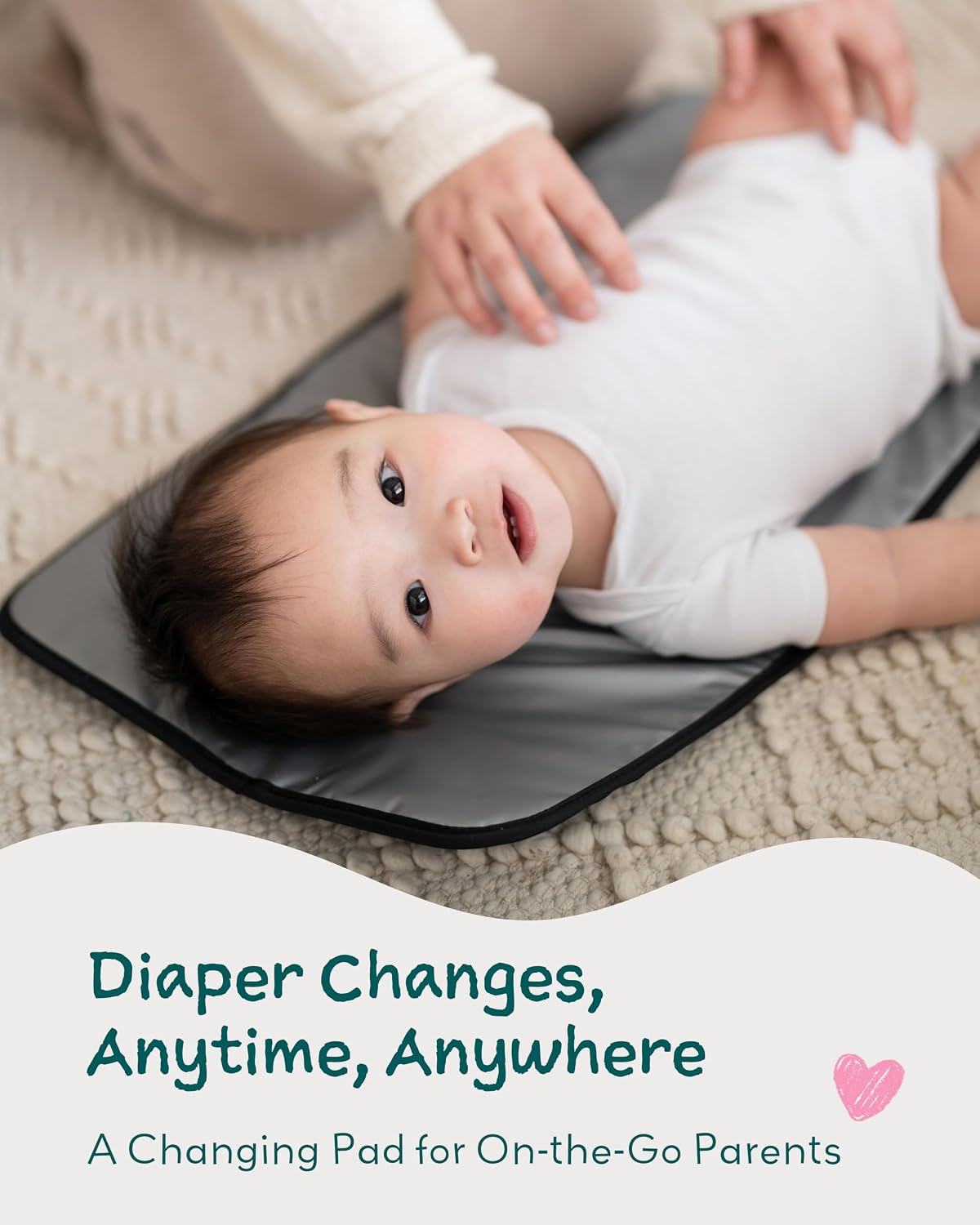 Diaper Changing Pad Portable, Baby Changing Mat with Magnetic Latches, Travel Pad for Diaper Bag, Baby Essentials, Wipeable & Waterproof Mat (Soft Sand, Regular)