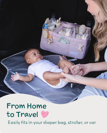Diaper Changing Pad Portable, Baby Changing Mat with Magnetic Latches, Travel Pad for Diaper Bag, Baby Essentials, Wipeable & Waterproof Mat (Soft Sand, Regular)