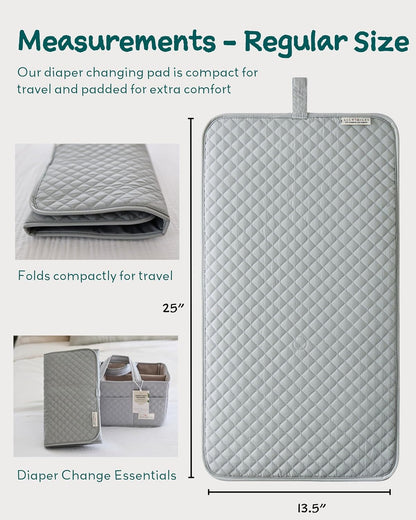 Diaper Changing Pad Portable, Baby Changing Mat with Magnetic Latches, Travel Pad for Diaper Bag, Baby Essentials, Wipeable & Waterproof Mat (Soft Sand, Regular)