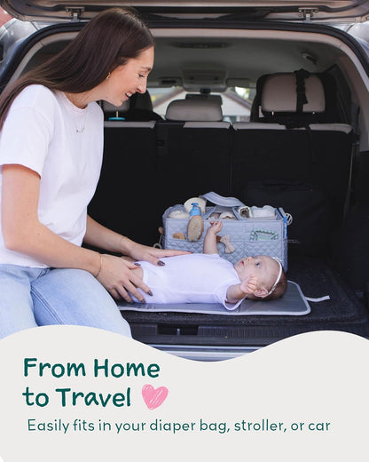 Diaper Changing Pad Portable, Baby Changing Mat with Magnetic Latches, Travel Pad for Diaper Bag, Baby Essentials, Wipeable & Waterproof Mat (Soft Sand, Regular)