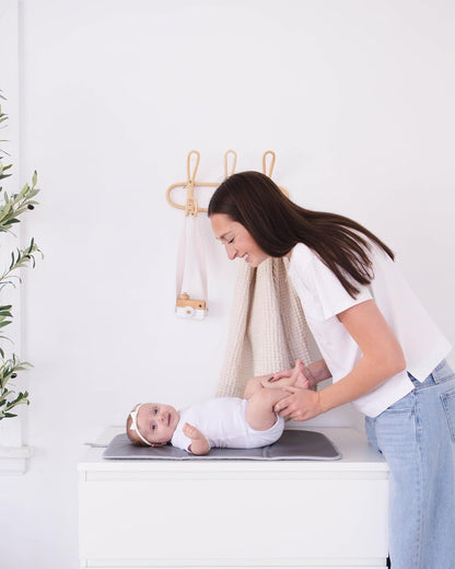 Diaper Changing Pad Portable, Baby Changing Mat with Magnetic Latches, Travel Pad for Diaper Bag, Baby Essentials, Wipeable & Waterproof Mat (Soft Sand, Regular)