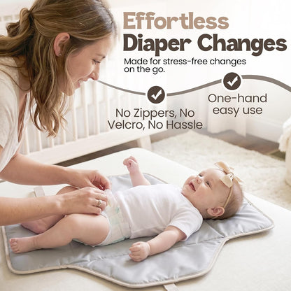 Diaper Changing Pad Portable, Baby Changing Mat with Magnetic Latches, Travel Pad for Diaper Bag, Baby Essentials, Wipeable & Waterproof Mat (Soft Sand, Regular)