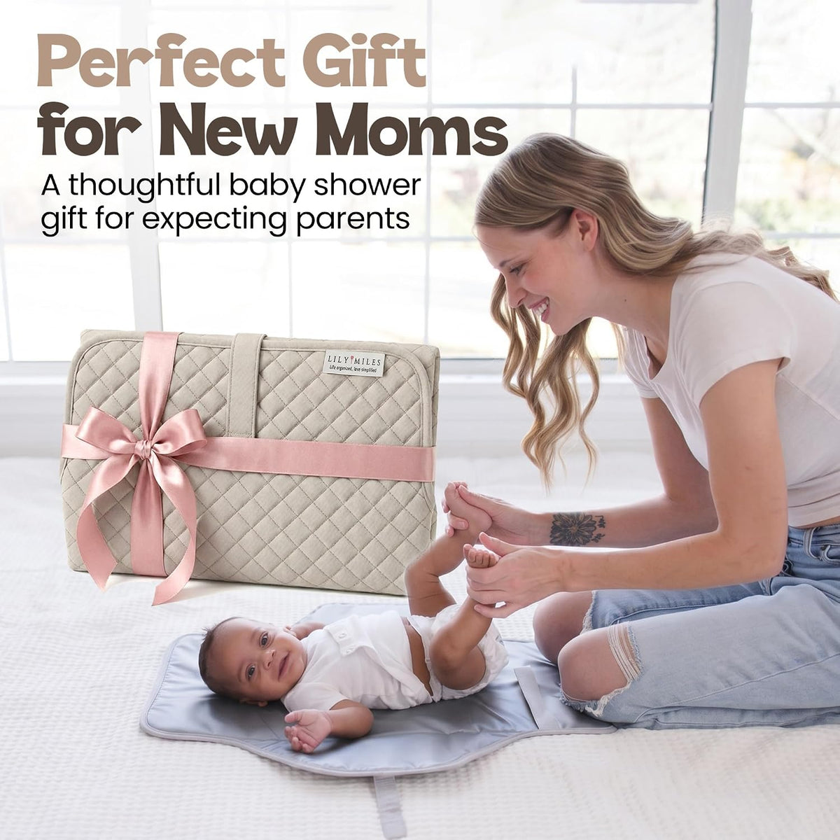 Diaper Changing Pad Portable, Baby Changing Mat with Magnetic Latches, Travel Pad for Diaper Bag, Baby Essentials, Wipeable & Waterproof Mat (Soft Sand, Regular)