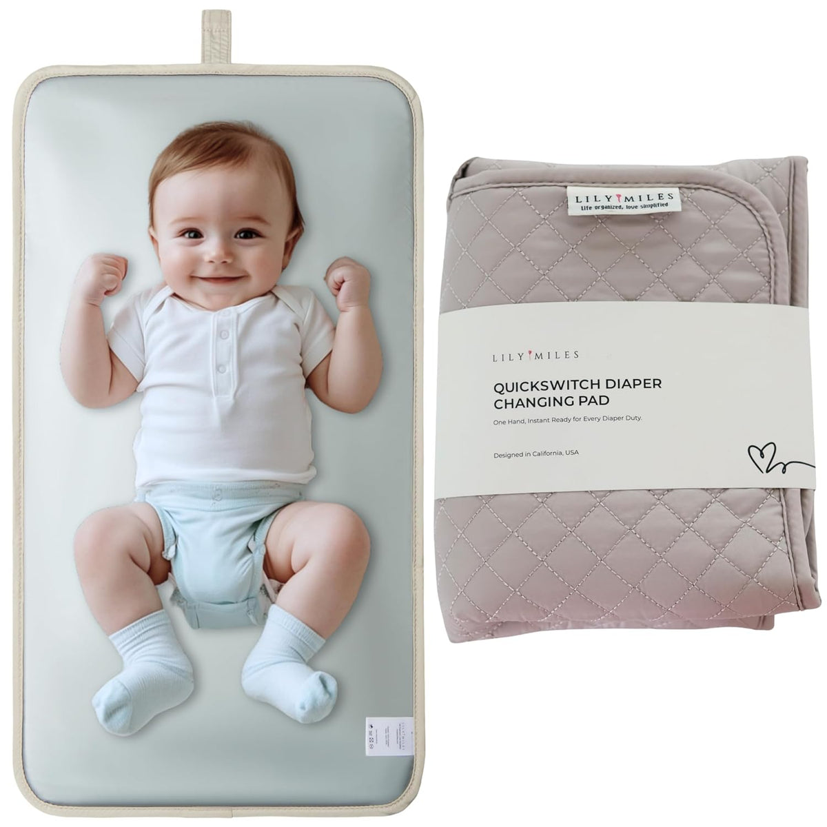 Diaper Changing Pad Portable, Baby Changing Mat with Magnetic Latches, Travel Pad for Diaper Bag, Baby Essentials, Wipeable & Waterproof Mat (Soft Sand, Regular)
