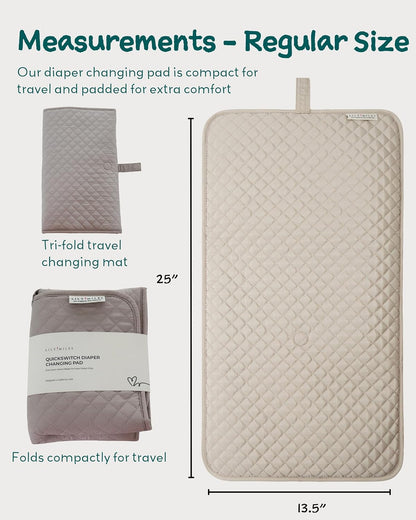 Diaper Changing Pad Portable, Baby Changing Mat with Magnetic Latches, Travel Pad for Diaper Bag, Baby Essentials, Wipeable & Waterproof Mat (Soft Sand, Regular)