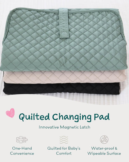 Diaper Changing Pad Portable, Baby Changing Mat with Magnetic Latches, Travel Pad for Diaper Bag, Baby Essentials, Wipeable & Waterproof Mat (Soft Sand, Regular)