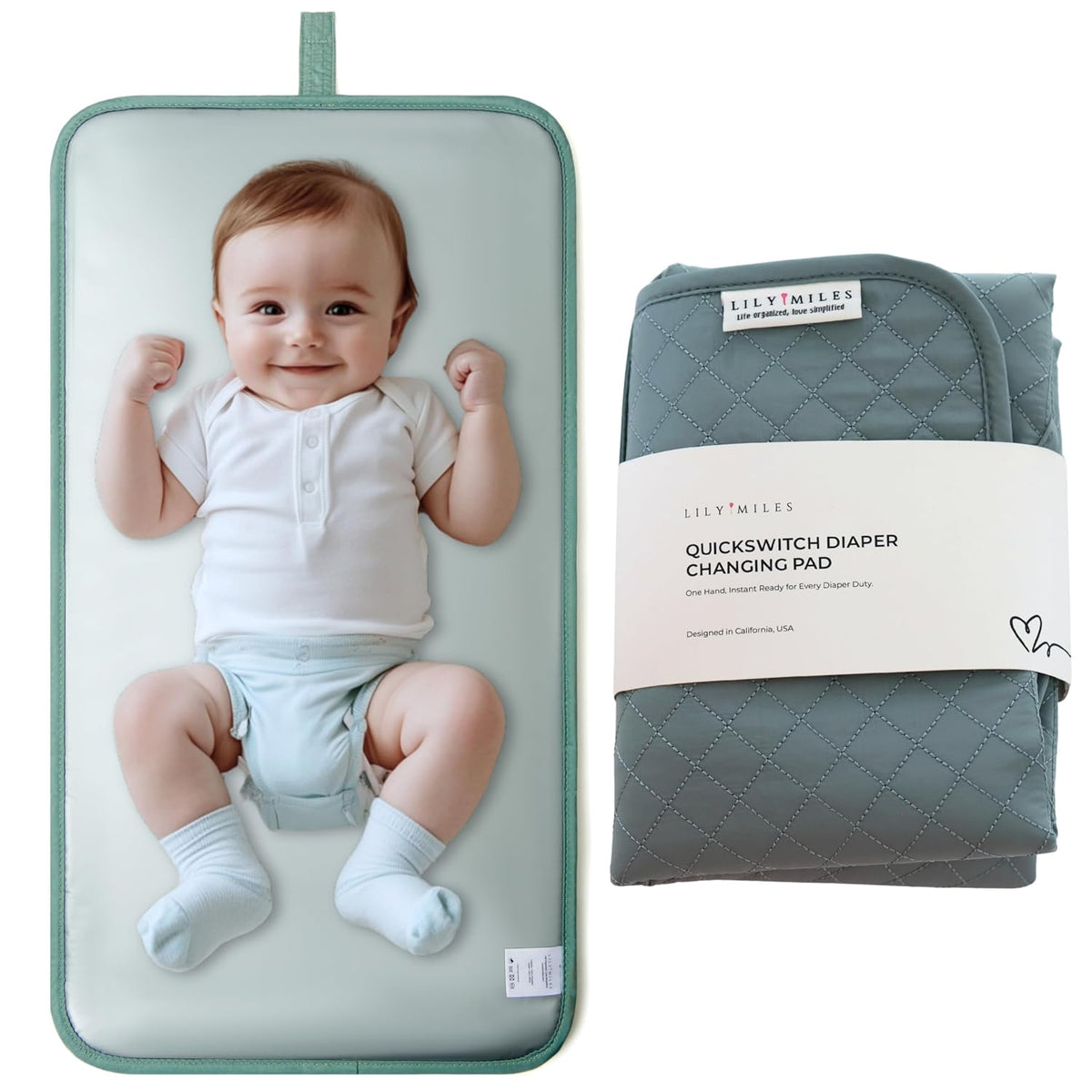 Diaper Changing Pad Portable, Baby Changing Mat with Magnetic Latches, Travel Pad for Diaper Bag, Baby Essentials, Wipeable & Waterproof Mat (Soft Sand, Regular)