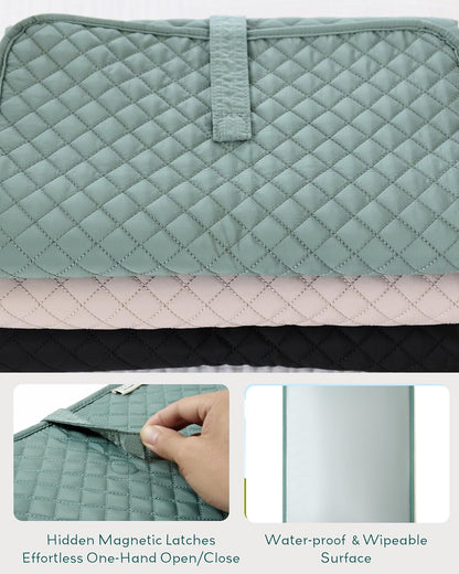 Diaper Changing Pad Portable, Baby Changing Mat with Magnetic Latches, Travel Pad for Diaper Bag, Baby Essentials, Wipeable & Waterproof Mat (Soft Sand, Regular)