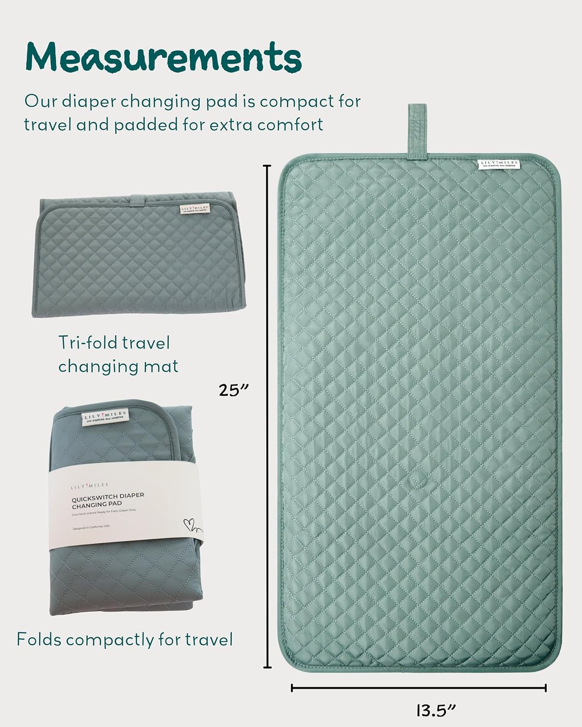 Diaper Changing Pad Portable, Baby Changing Mat with Magnetic Latches, Travel Pad for Diaper Bag, Baby Essentials, Wipeable & Waterproof Mat (Soft Sand, Regular)