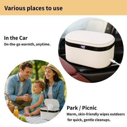 Portable Baby Wipe Warmer – USB, Adjustable Heat, Ultra-Quiet, Portable