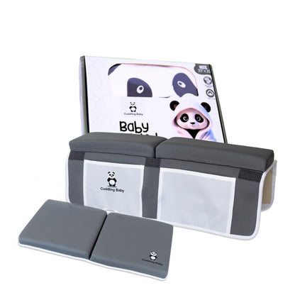 Grey Bath Kneeler and Elbow Rest Pad Set (2Pcs) with Panda Hooded Towel I Made from Viscose Derived from Bamboo & Cotton I Soft, Anti- Slip & Absorbent Kneeler Pad with Elbow Rest Pockets for Baby