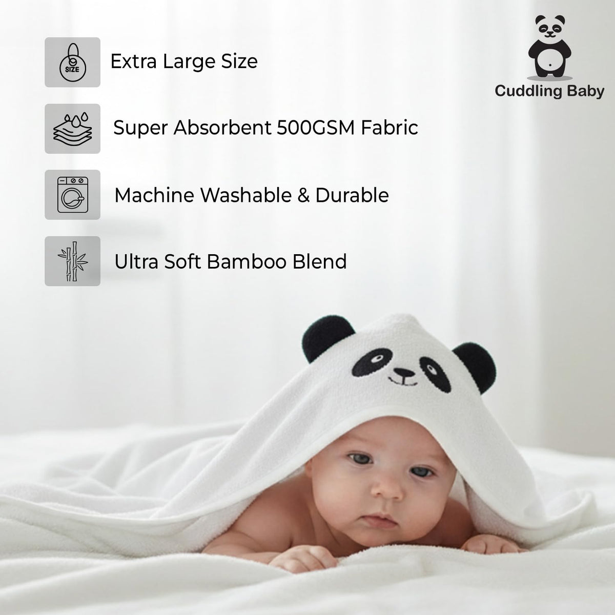 Grey Bath Kneeler and Elbow Rest Pad Set (2Pcs) with Panda Hooded Towel I Made from Viscose Derived from Bamboo & Cotton I Soft, Anti- Slip & Absorbent Kneeler Pad with Elbow Rest Pockets for Baby