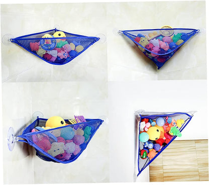 Bath Toy Organizer with Strong Suction Cups Bathtub Toys Holder Storage Net Corner Shower Caddy Bag for Baby Boys and Girls Light Blue 1PC