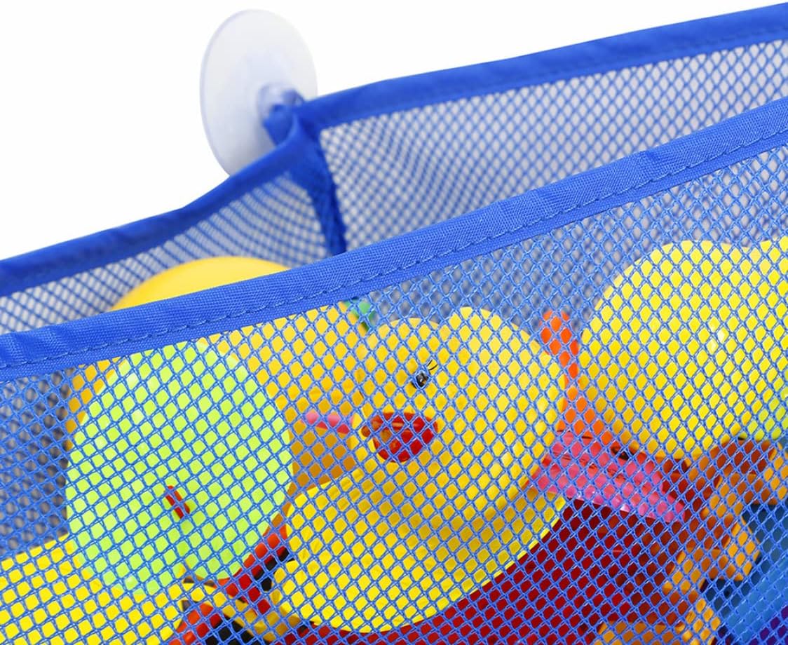 Bath Toy Organizer with Strong Suction Cups Bathtub Toys Holder Storage Net Corner Shower Caddy Bag for Baby Boys and Girls Light Blue 1PC