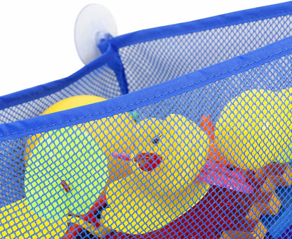 Bath Toy Organizer with Strong Suction Cups Bathtub Toys Holder Storage Net Corner Shower Caddy Bag for Baby Boys and Girls Light Blue 1PC