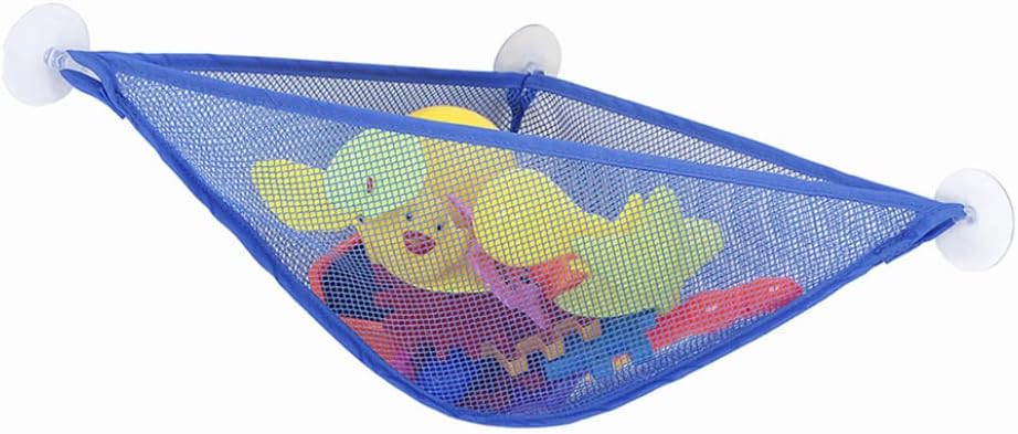 Bath Toy Organizer with Strong Suction Cups Bathtub Toys Holder Storage Net Corner Shower Caddy Bag for Baby Boys and Girls Light Blue 1PC