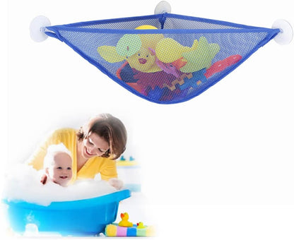 Bath Toy Organizer with Strong Suction Cups Bathtub Toys Holder Storage Net Corner Shower Caddy Bag for Baby Boys and Girls Light Blue 1PC