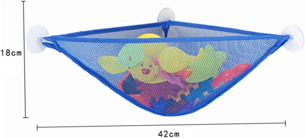 Bath Toy Organizer with Strong Suction Cups Bathtub Toys Holder Storage Net Corner Shower Caddy Bag for Baby Boys and Girls Light Blue 1PC