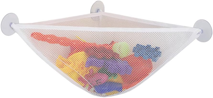 Bath Toy Organizer with Strong Suction Cups Bathtub Toys Holder Storage Net Corner Shower Caddy Bag for Baby Boys and Girls Light Blue 1PC