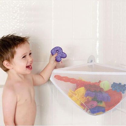 Bath Toy Organizer with Strong Suction Cups Bathtub Toys Holder Storage Net Corner Shower Caddy Bag for Baby Boys and Girls Light Blue 1PC