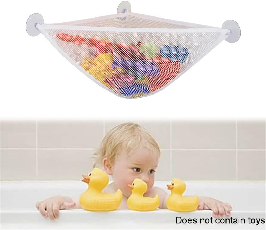 Bath Toy Organizer with Strong Suction Cups Bathtub Toys Holder Storage Net Corner Shower Caddy Bag for Baby Boys and Girls Light Blue 1PC