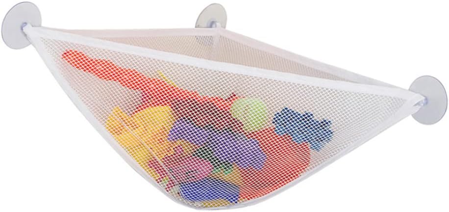 Bath Toy Organizer with Strong Suction Cups Bathtub Toys Holder Storage Net Corner Shower Caddy Bag for Baby Boys and Girls Light Blue 1PC