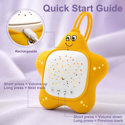 Portable White Noise Sleep Soother Baby Sound Machine with Star Projector