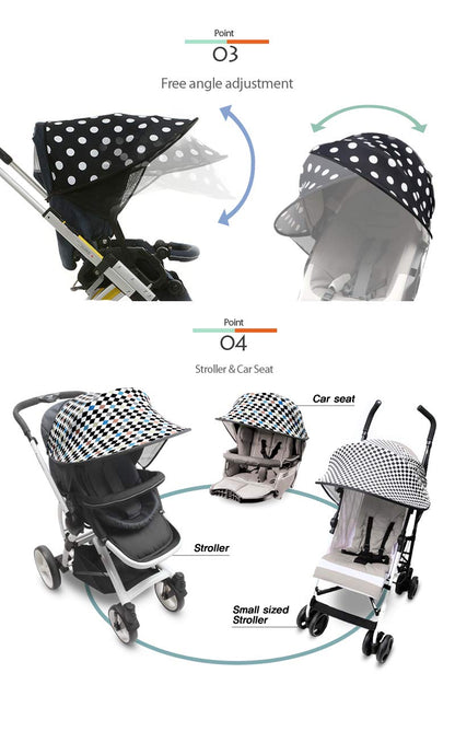 Sun Shade for Strollers and Car Seats (Black) UPF 50+