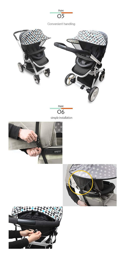 Sun Shade for Strollers and Car Seats (Black) UPF 50+