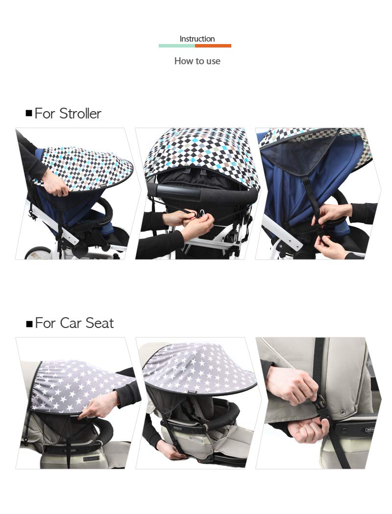 Sun Shade for Strollers and Car Seats (Black) UPF 50+