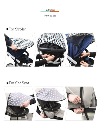 Sun Shade for Strollers and Car Seats (Black) UPF 50+