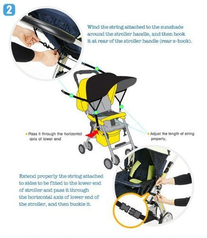 Sun Shade for Strollers and Car Seats (Black) UPF 50+