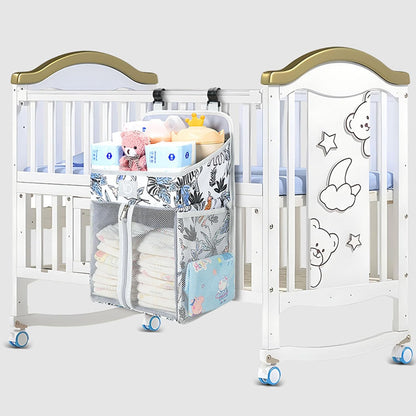 Practical Bedsides Hanging Storage Bag for Diapers Bottles Toy Sturdy Oxford Cloth Organizers with Pockets Changing Table Diaper Organizers