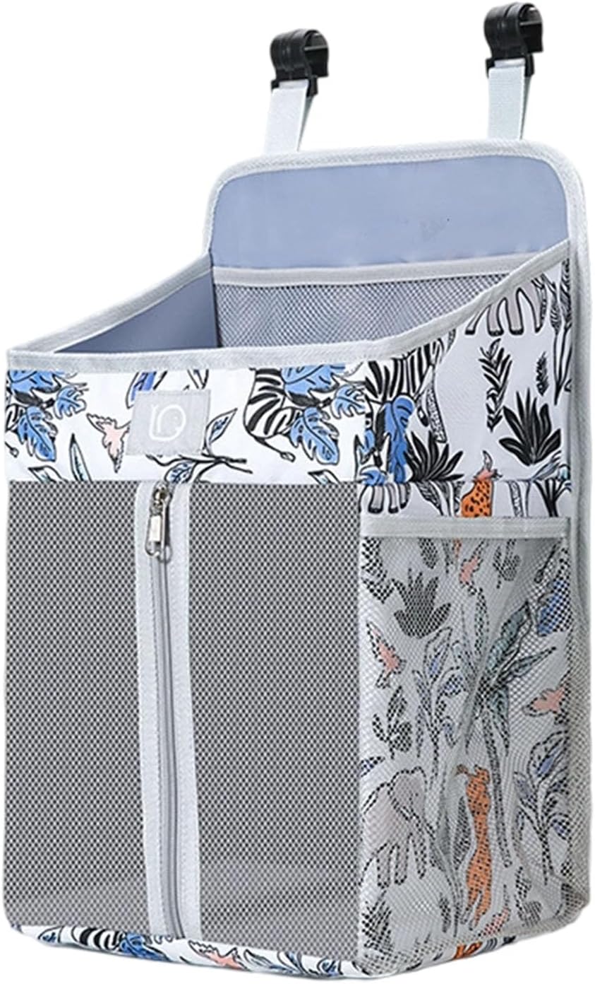 Practical Bedsides Hanging Storage Bag for Diapers Bottles Toy Sturdy Oxford Cloth Organizers with Pockets Changing Table Diaper Organizers