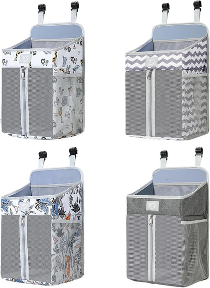 Practical Bedsides Hanging Storage Bag for Diapers Bottles Toy Sturdy Oxford Cloth Organizers with Pockets Changing Table Diaper Organizers