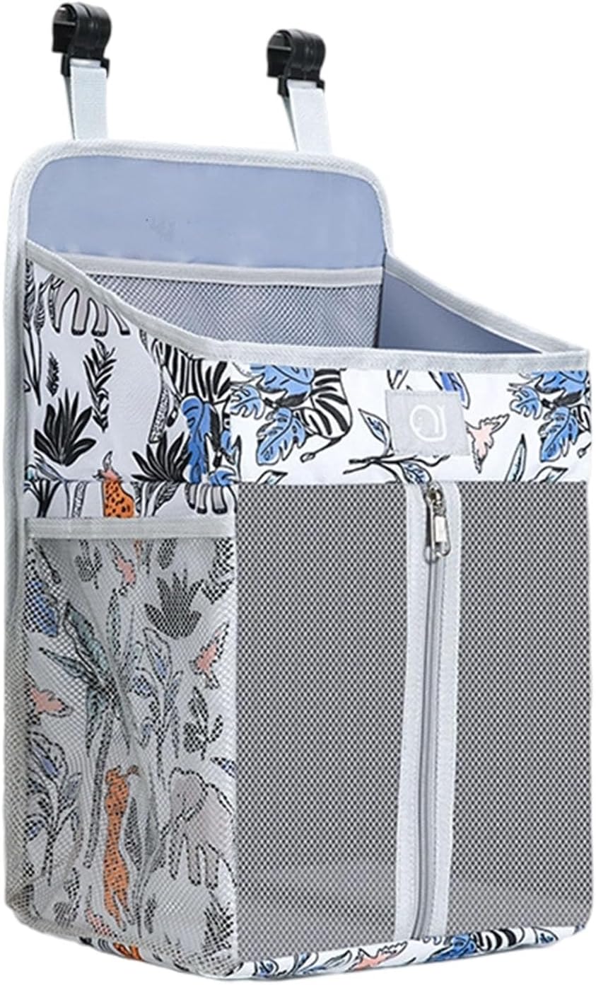Practical Bedsides Hanging Storage Bag for Diapers Bottles Toy Sturdy Oxford Cloth Organizers with Pockets Changing Table Diaper Organizers